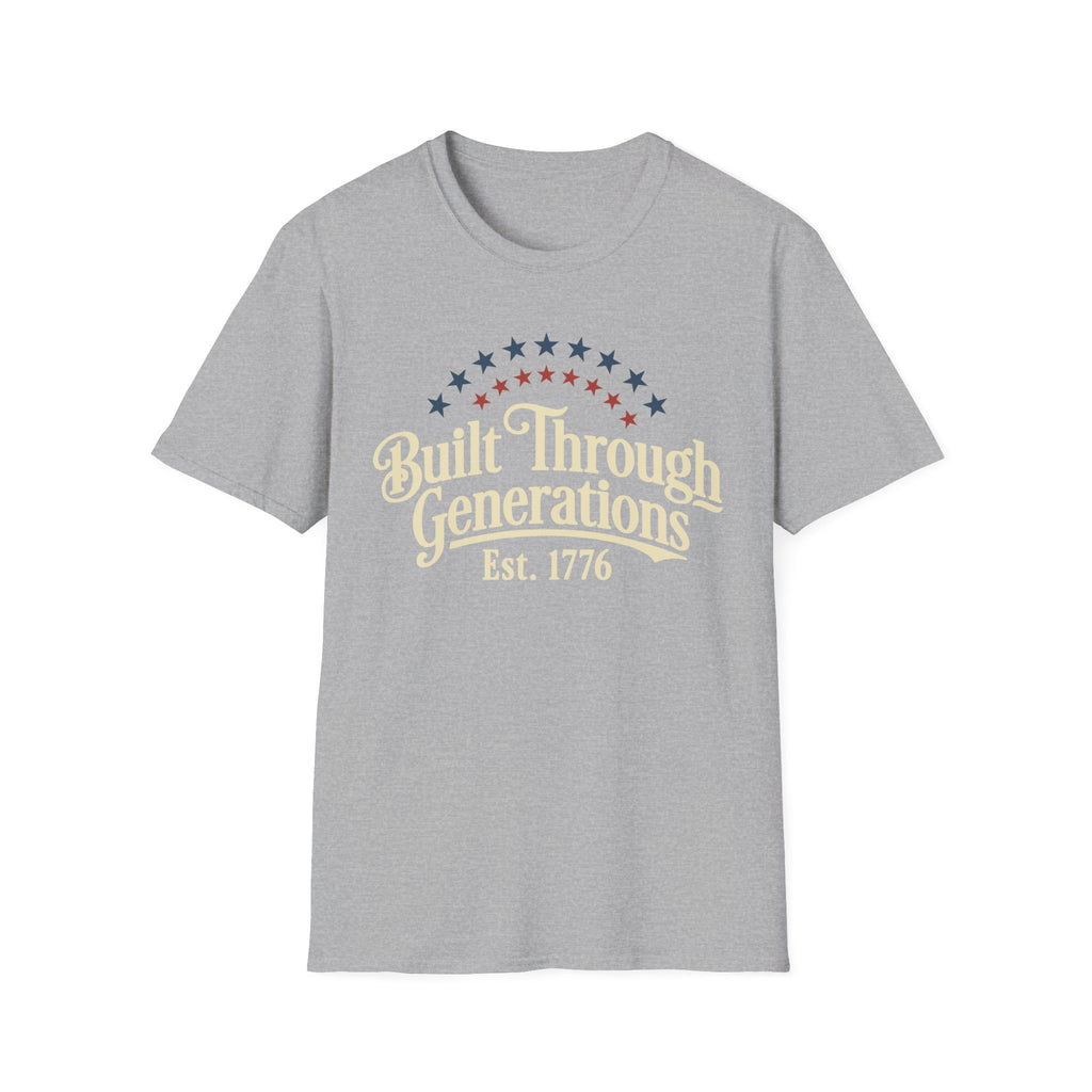 Built Through Generations: Vintage Est. 1776 Patriotic T-Shirt