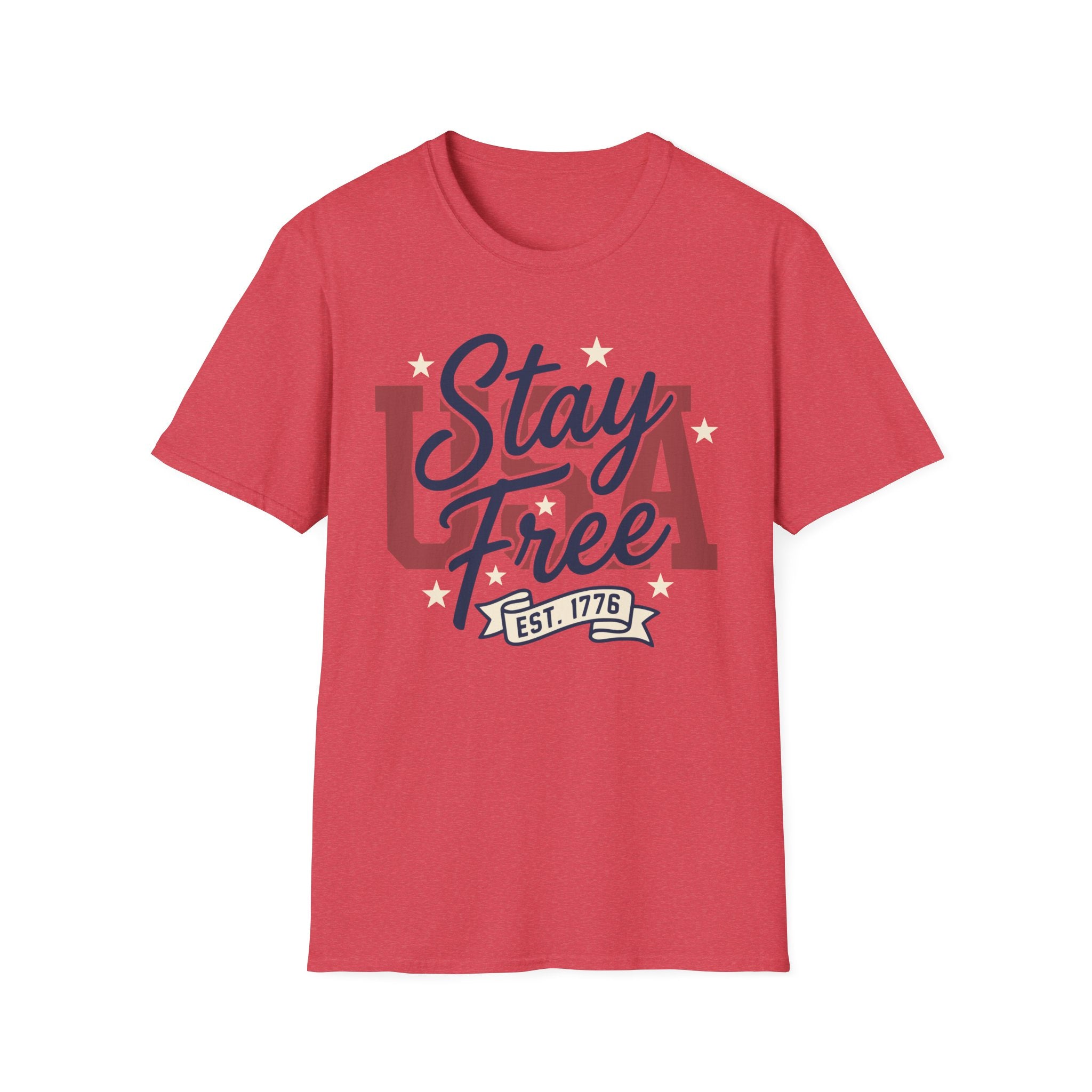 Vintage USA Stay Free Est 1776 T-Shirt | Retro Patriotic Graphic Tee