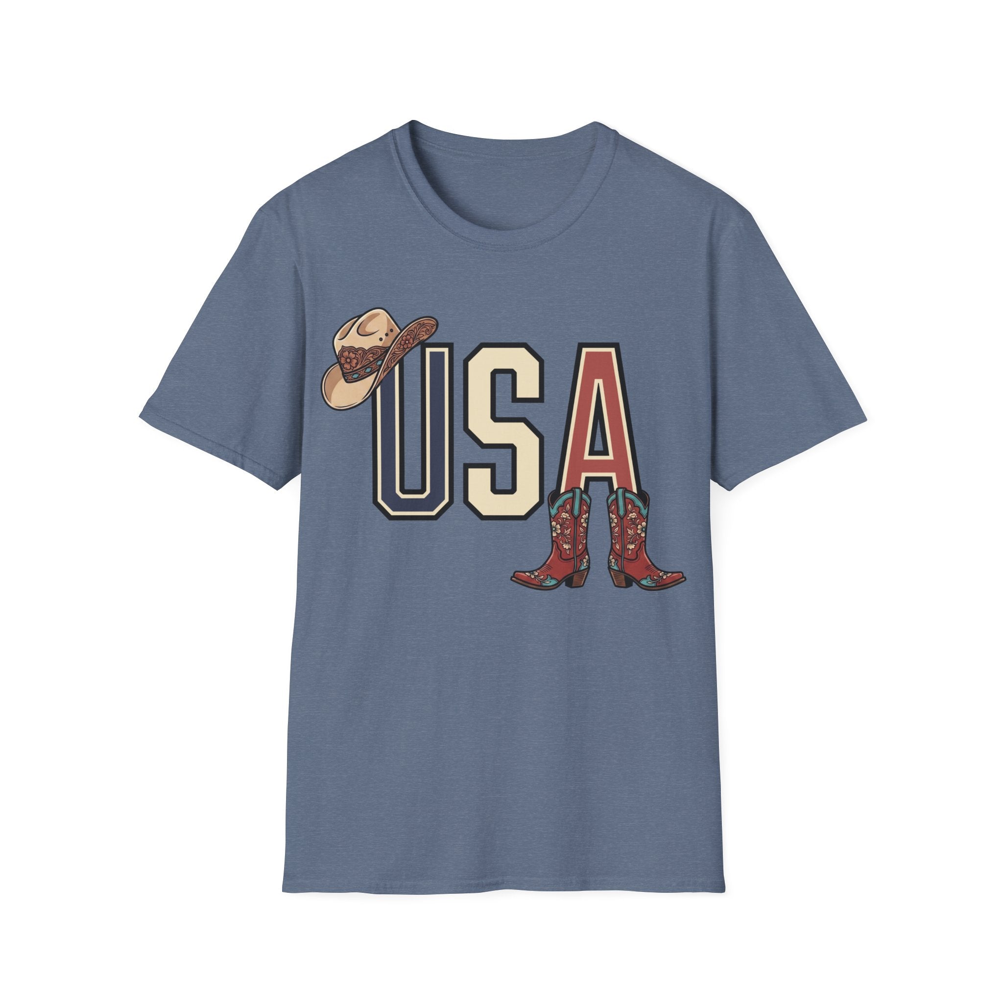 Floral Cowgirl Boots And Hat USA T-Shirt
