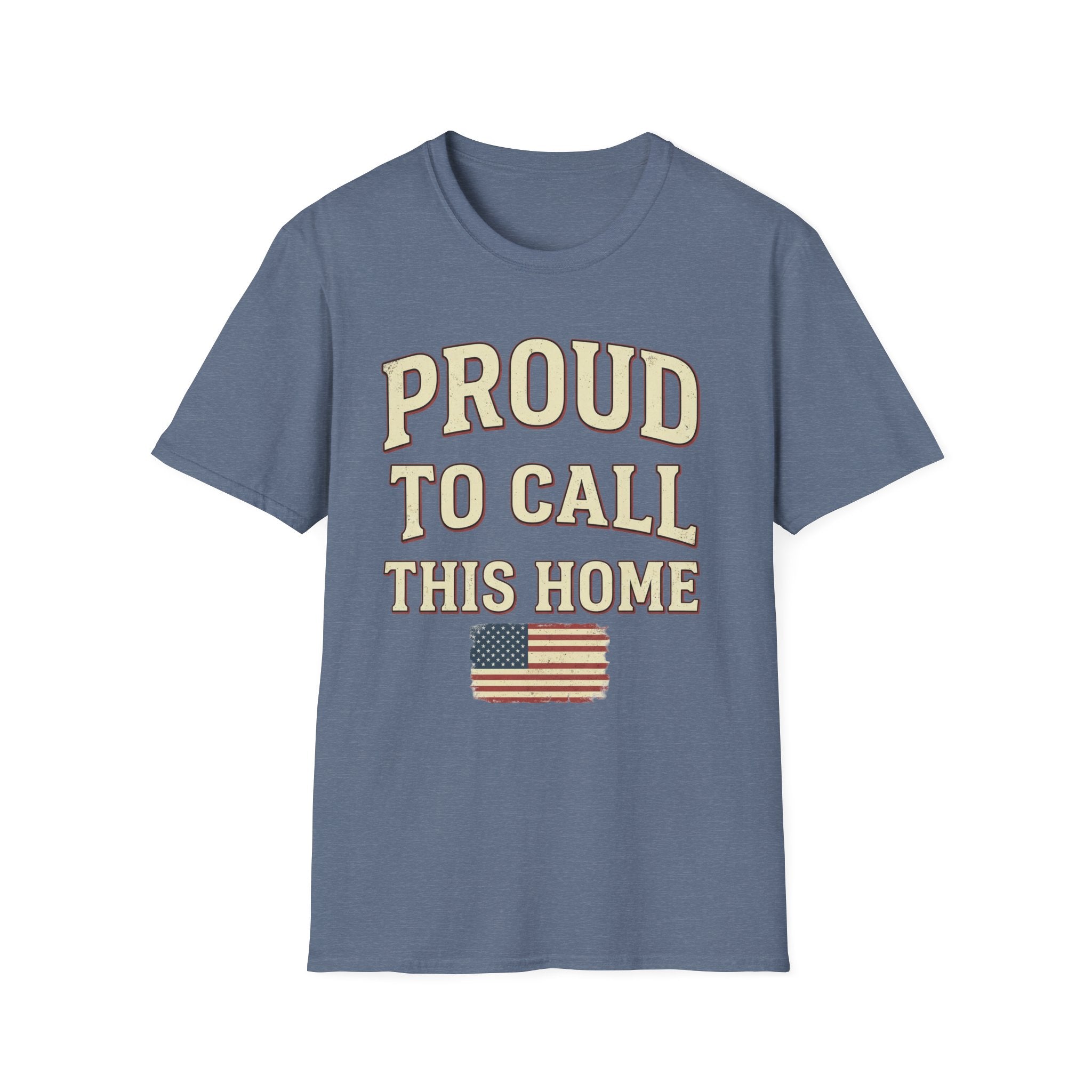 Vintage Distressed Proud To Call This Home T-Shirt | Rustic USA Flag Tee