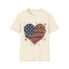 Distressed Leopard Print Heart USA Flag T-Shirt