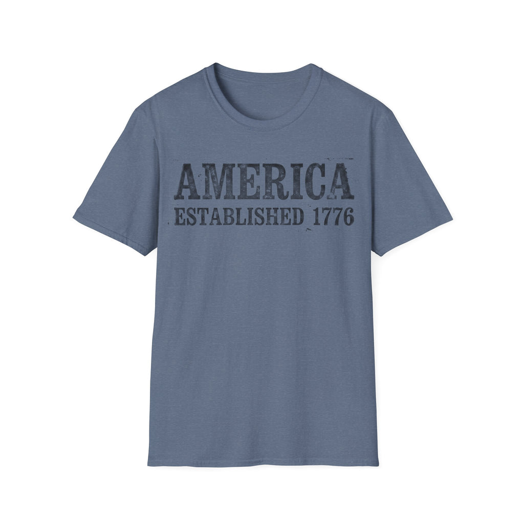 America Established 1776 Vintage Bold Distressed T-Shirt