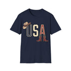 Floral Cowgirl Boots And Hat USA T-Shirt
