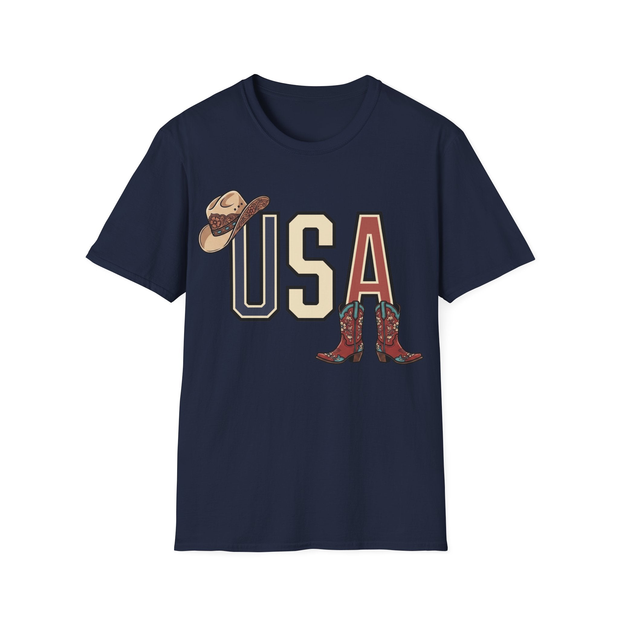 Floral Cowgirl Boots And Hat USA T-Shirt