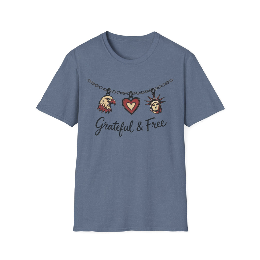 Grateful & Free: Patriotic Charm Necklace T-Shirt