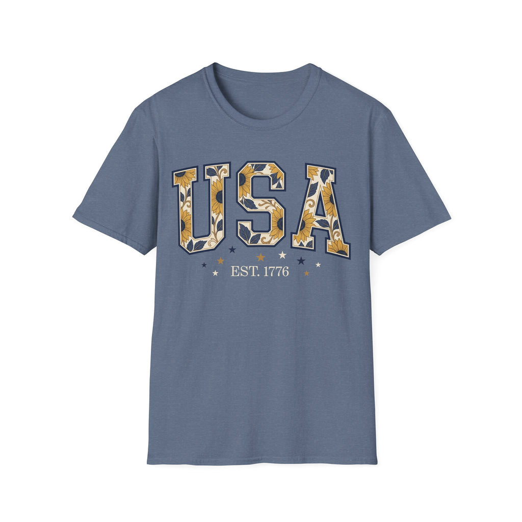 Floral USA Sunflower Est 1776 T-Shirt | Boho Patriotic Tee