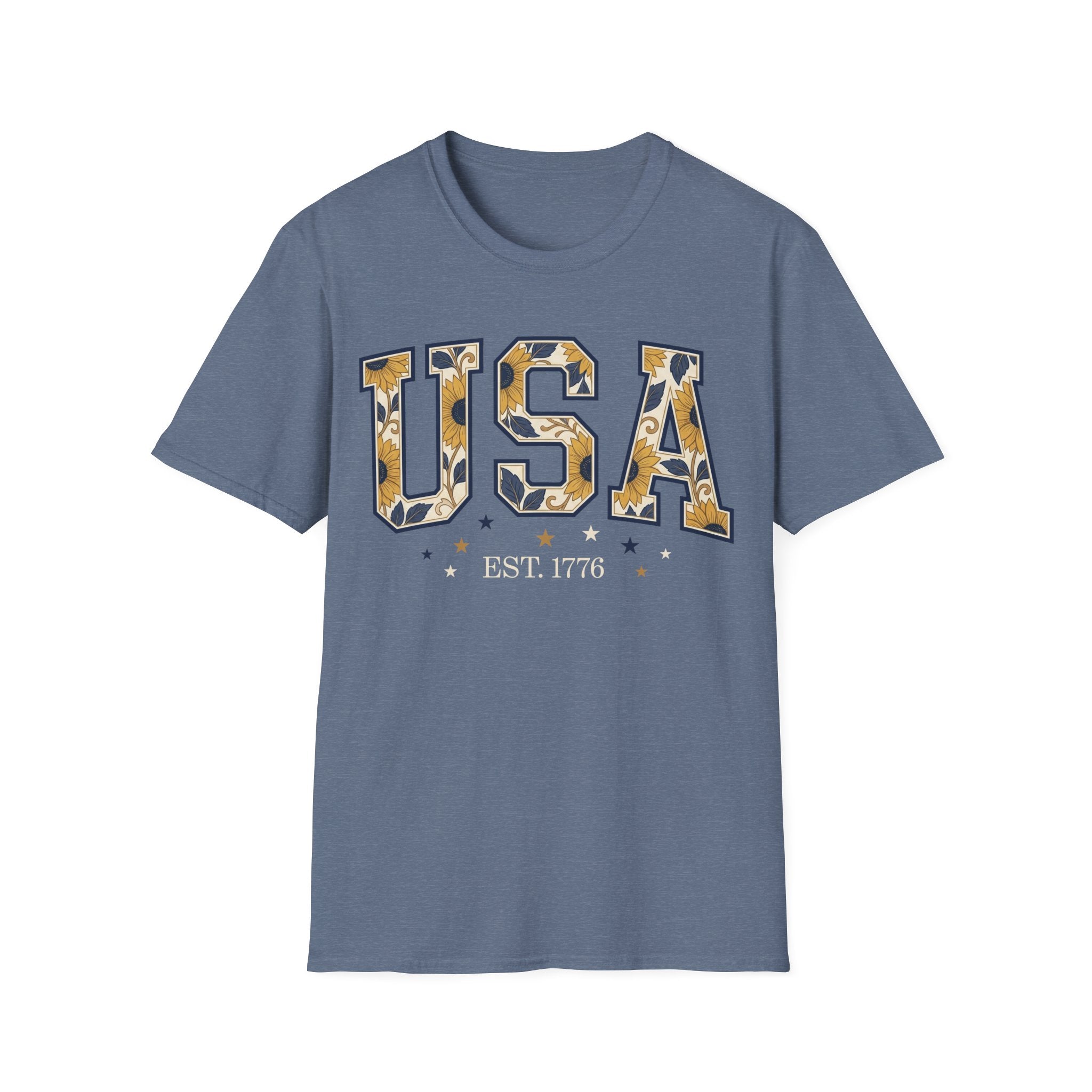 Floral USA Sunflower Est 1776 T-Shirt | Boho Patriotic Tee