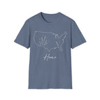 Minimalist Botanical USA Map "Home" T-Shirt | Subtle Patriotic Tee