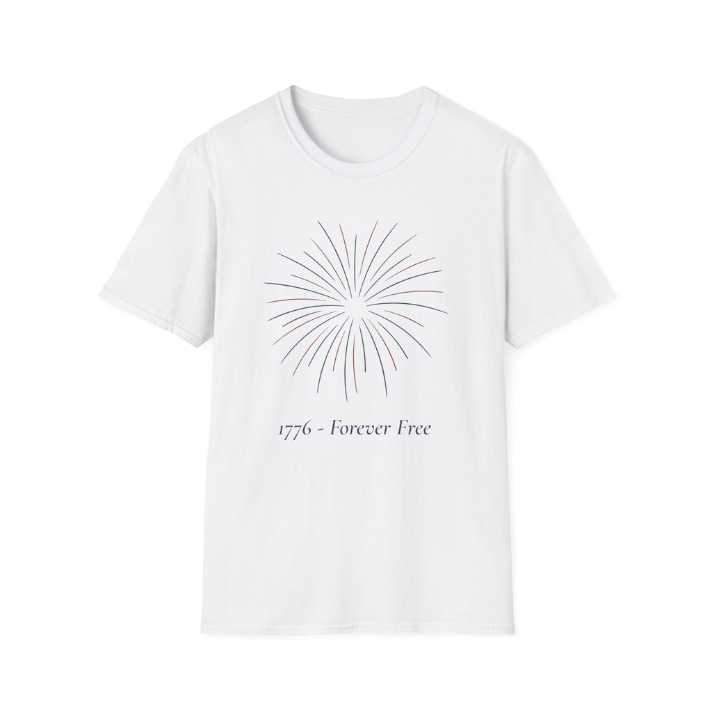 1776 Forever Free T-Shirt | Minimalist Patriotic Firework Tee