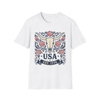 Western USA Longhorn Rose T-Shirt | Patriotic Cowgirl Tee