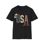 Floral Cowgirl Boots And Hat USA T-Shirt