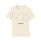 Minimalist Botanical USA Map "Home" T-Shirt | Subtle Patriotic Tee