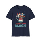 Let Freedom Bloom Retro Patriotic Floral T-Shirt | Vintage 4th of July Tee