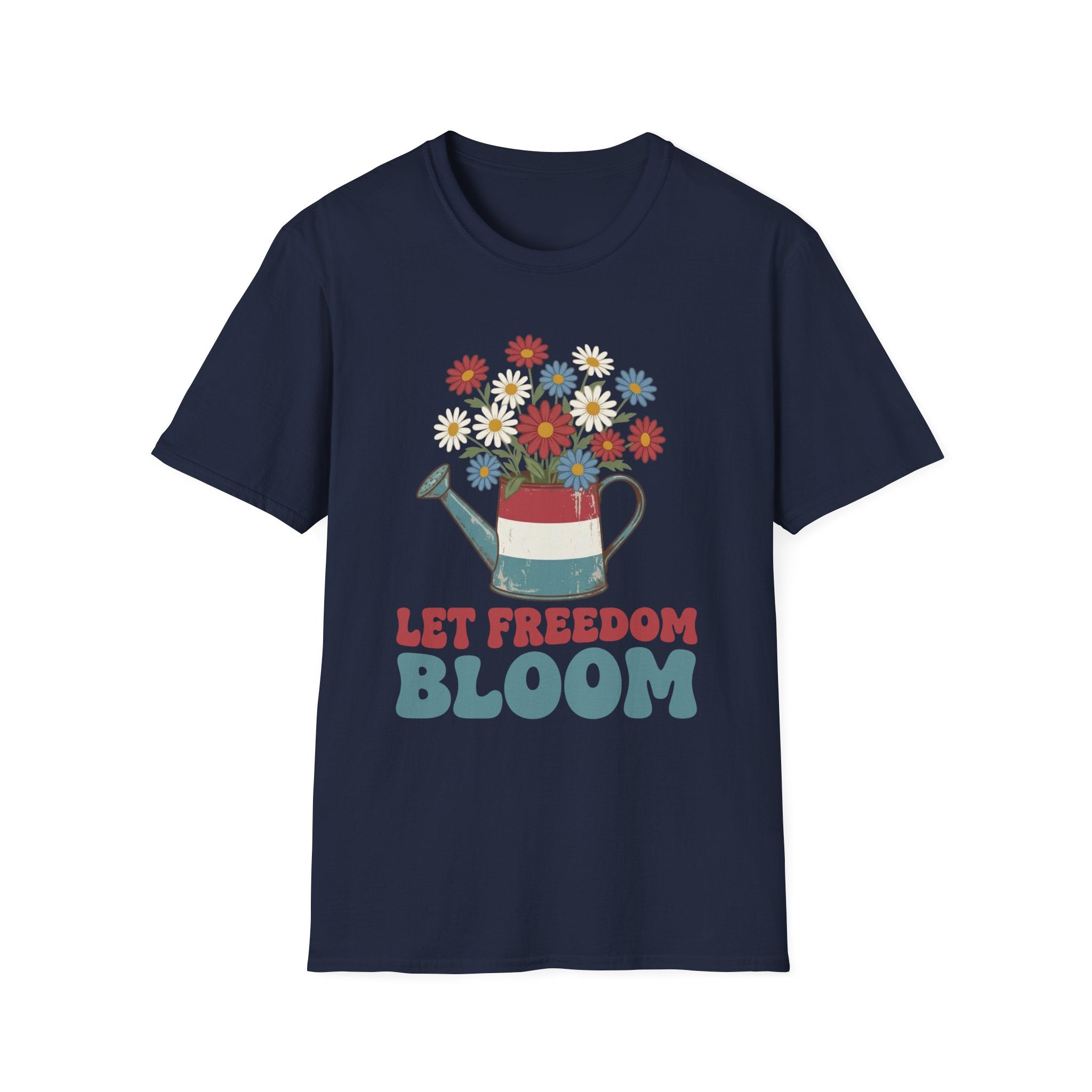 Let Freedom Bloom Retro Patriotic Floral T-Shirt | Vintage 4th of July Tee