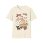 Greetings From America Vintage Postcard T-Shirt | Retro Coastal Americana