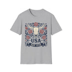 Western USA Longhorn Rose T-Shirt | Patriotic Cowgirl Tee
