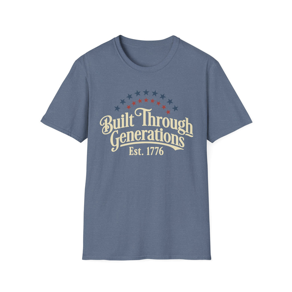 Built Through Generations: Vintage Est. 1776 Patriotic T-Shirt