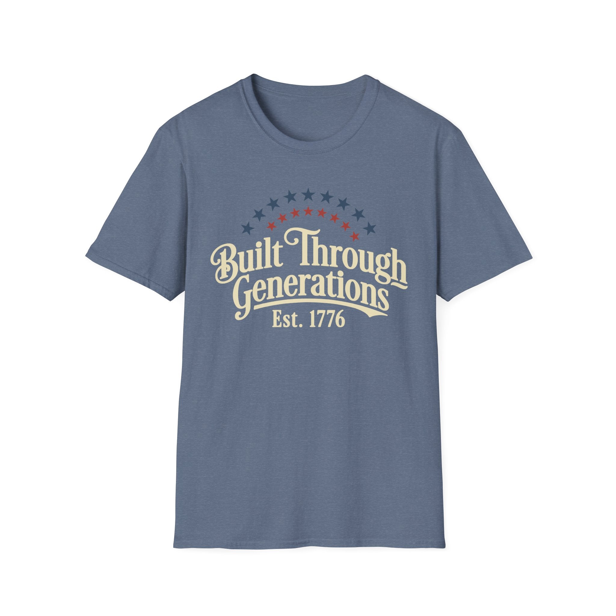 Built Through Generations: Vintage Est. 1776 Patriotic T-Shirt