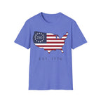 Est. 1776 USA Map: 250th Anniversary Flag T-Shirt