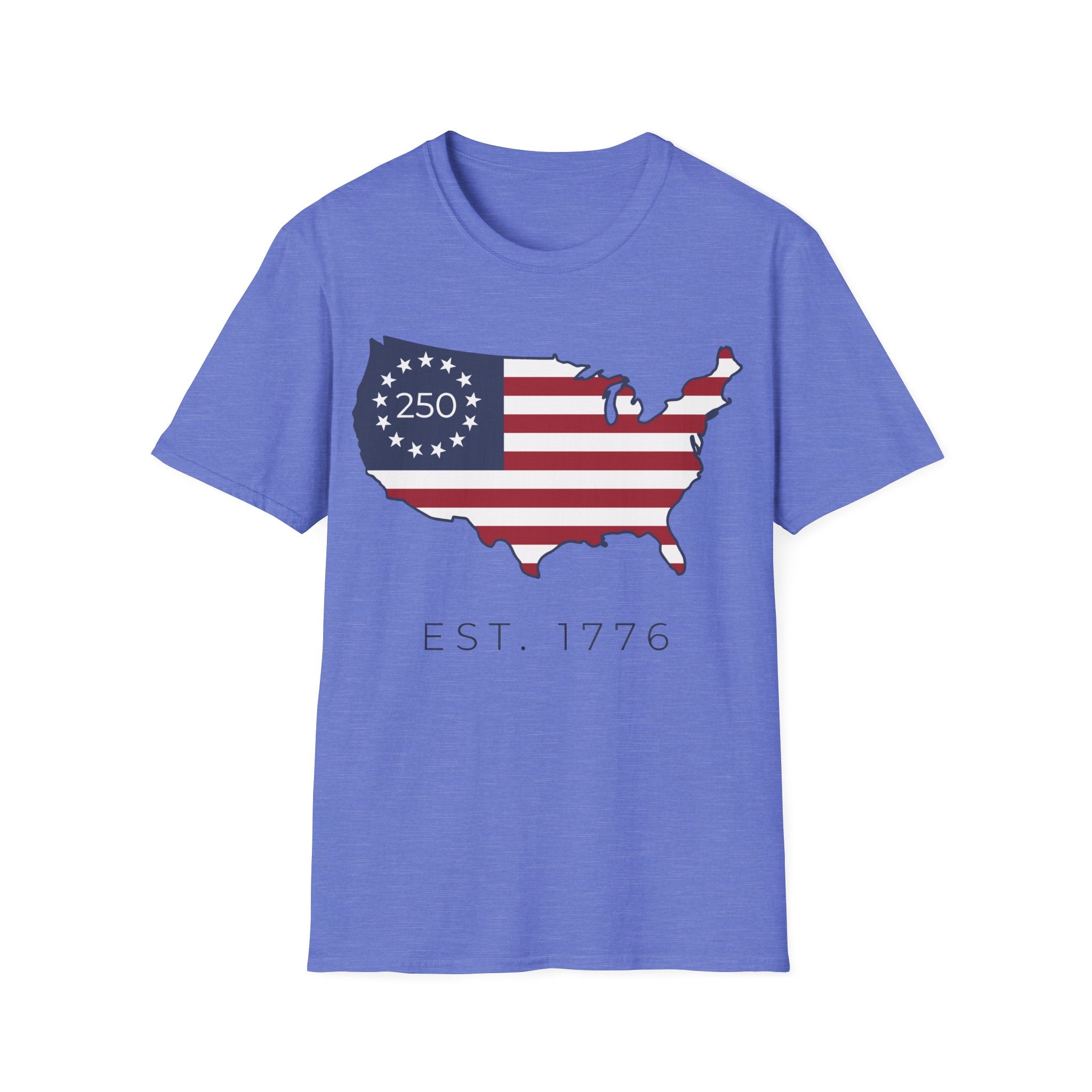 Est. 1776 USA Map: 250th Anniversary Flag T-Shirt