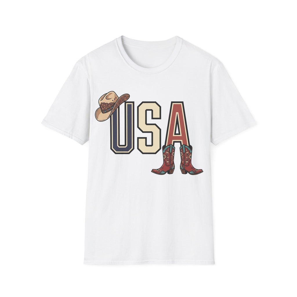 Floral Cowgirl Boots And Hat USA T-Shirt