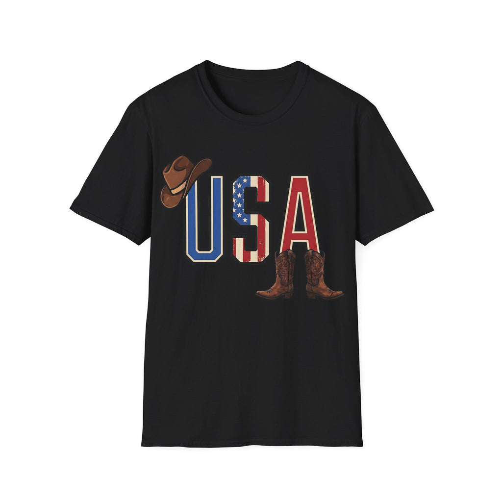 Western Cowboy Hat And Boots USA T-Shirt