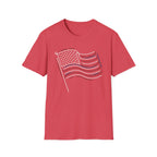 Minimalist Sketched Line Art American Flag T-Shirt | Modern Patriotic Tee