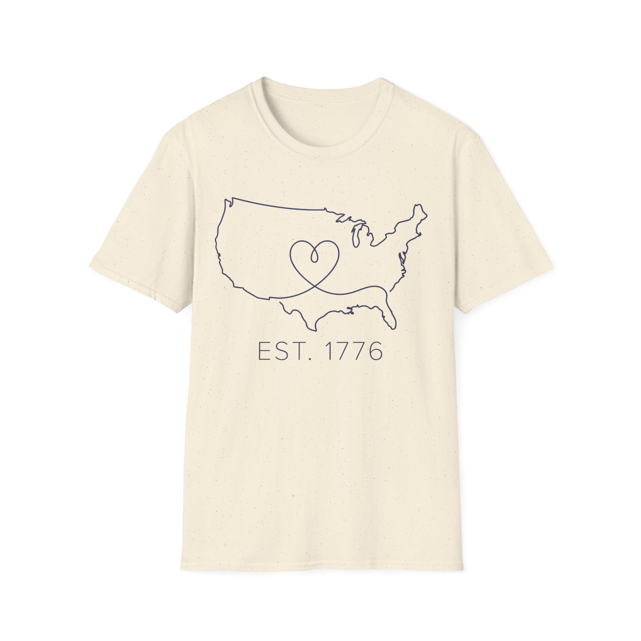 Minimalist USA Heart Map: Est. 1776 Patriotic T-Shirt