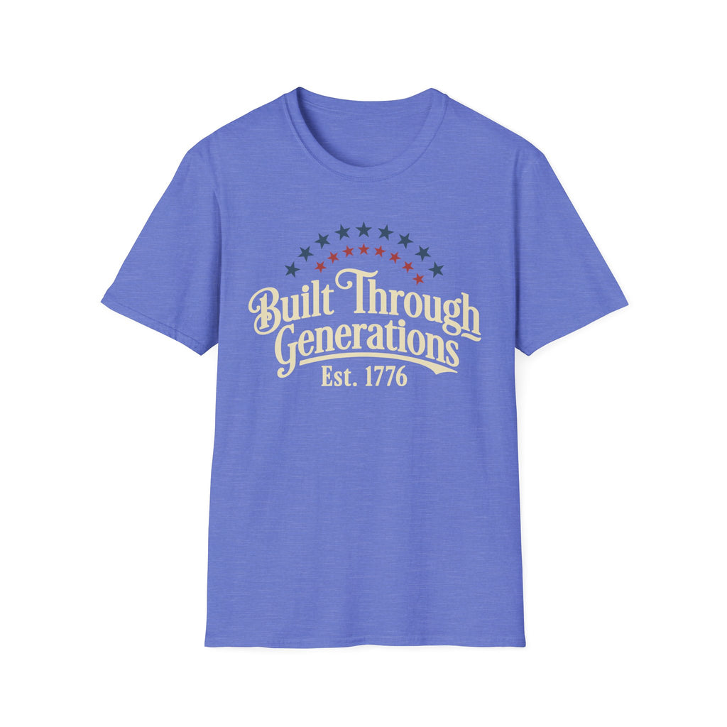 Built Through Generations: Vintage Est. 1776 Patriotic T-Shirt