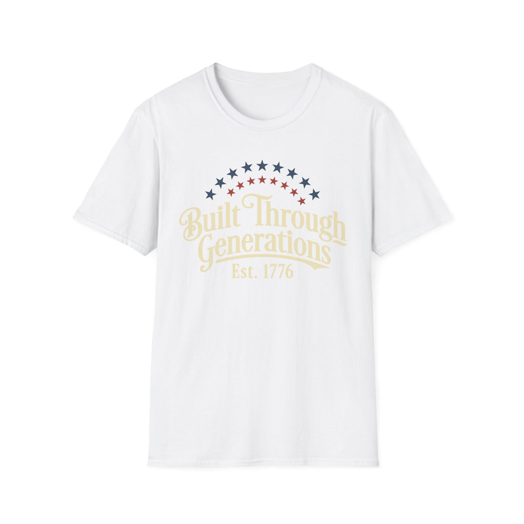 Built Through Generations: Vintage Est. 1776 Patriotic T-Shirt