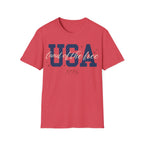 USA Land of the Free 1776 T-Shirt | Cute Cursive Patriotic Tee