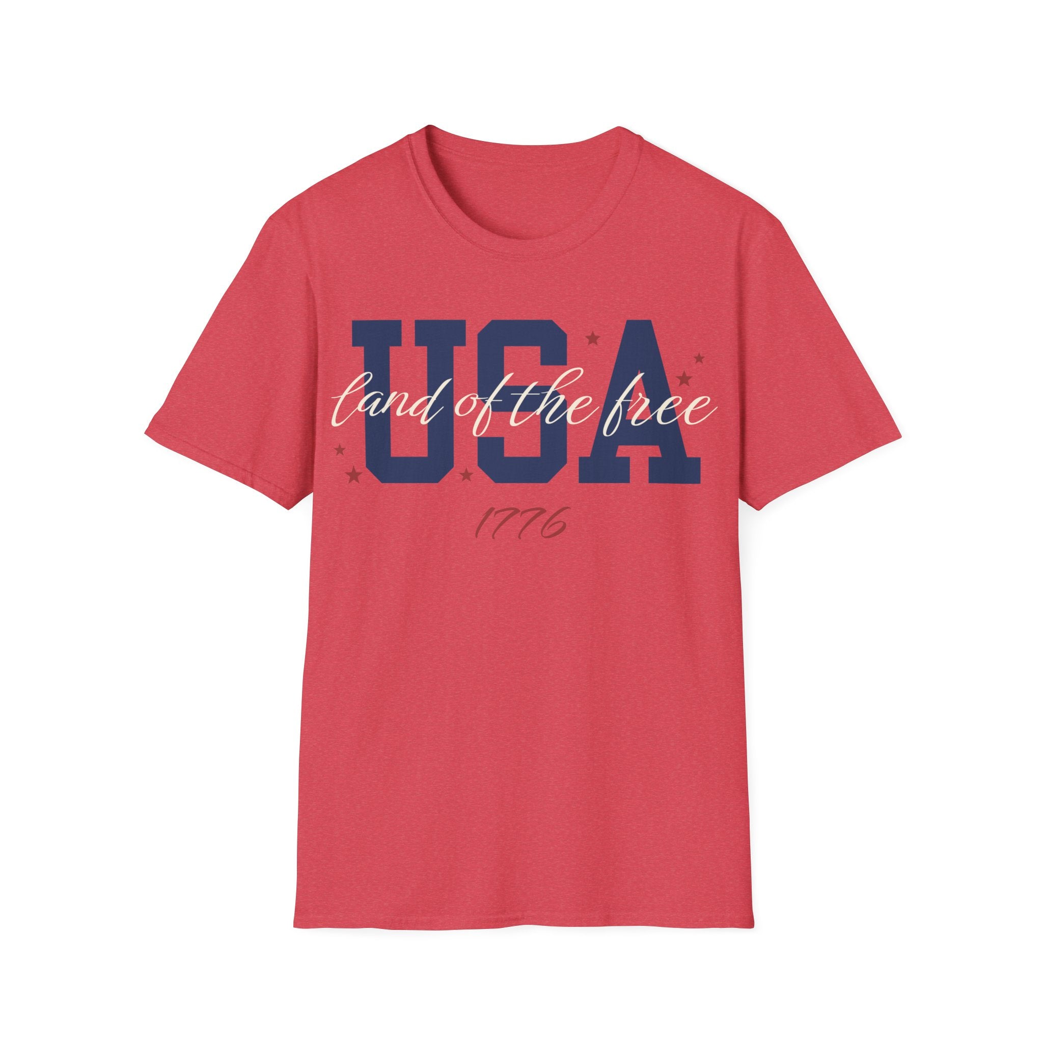 USA Land of the Free 1776 T-Shirt | Cute Cursive Patriotic Tee