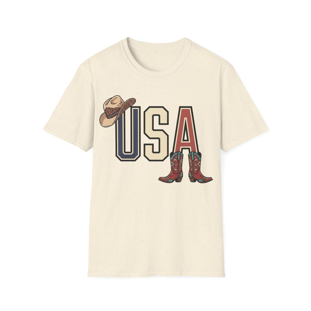 Floral Cowgirl Boots And Hat USA T-Shirt