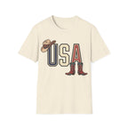 Floral Cowgirl Boots And Hat USA T-Shirt