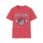 8-Bit Est. 1776 Patriotic T-Shirt | Retro Gamer American Flag Shield Tee