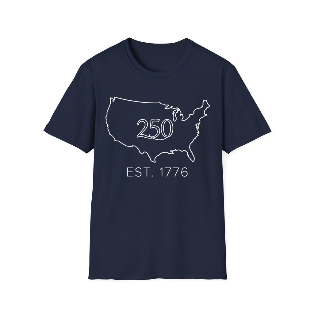 Minimalist USA Map: Est. 1776 250th Anniversary T-Shirt
