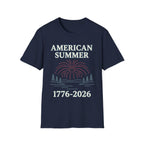 American Summer 1776-2026 Minimalist Lake Fireworks T-Shirt