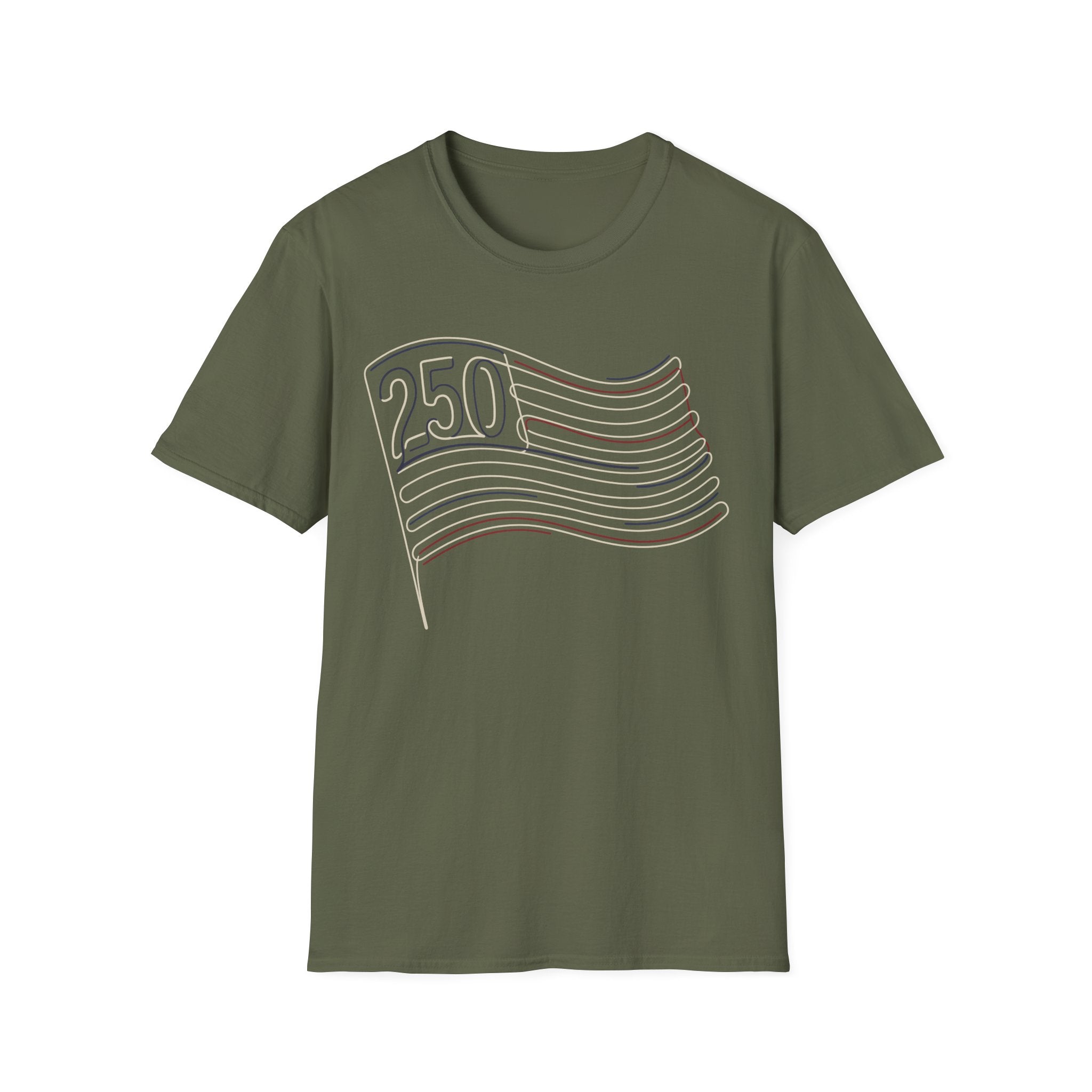 America 250 Minimalist Line Art Flag T-Shirt | USA 250th Anniversary Tee