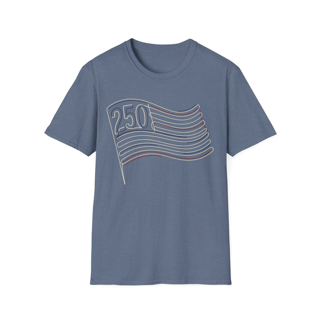 America 250 Minimalist Line Art Flag T-Shirt | USA 250th Anniversary Tee