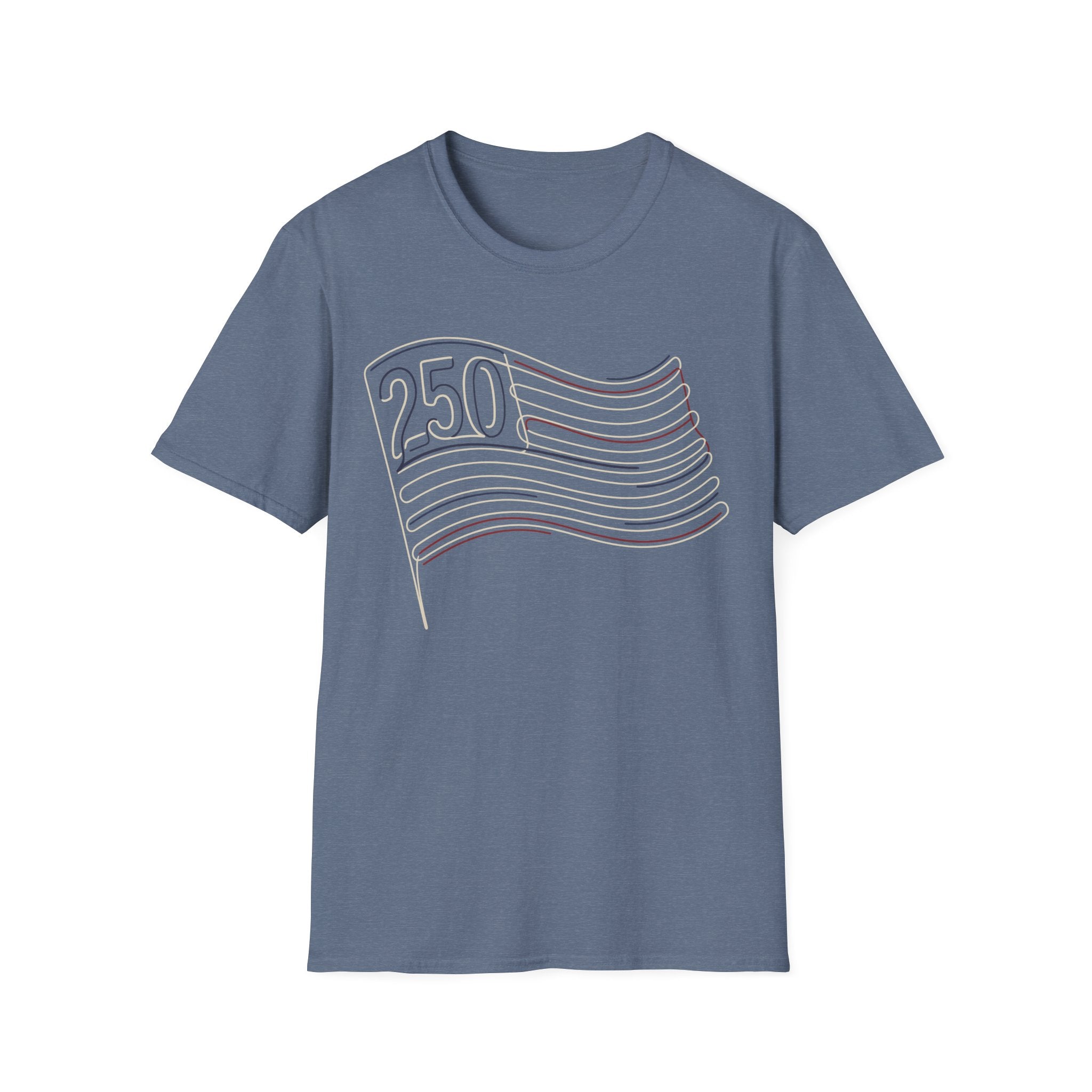 America 250 Minimalist Line Art Flag T-Shirt | USA 250th Anniversary Tee