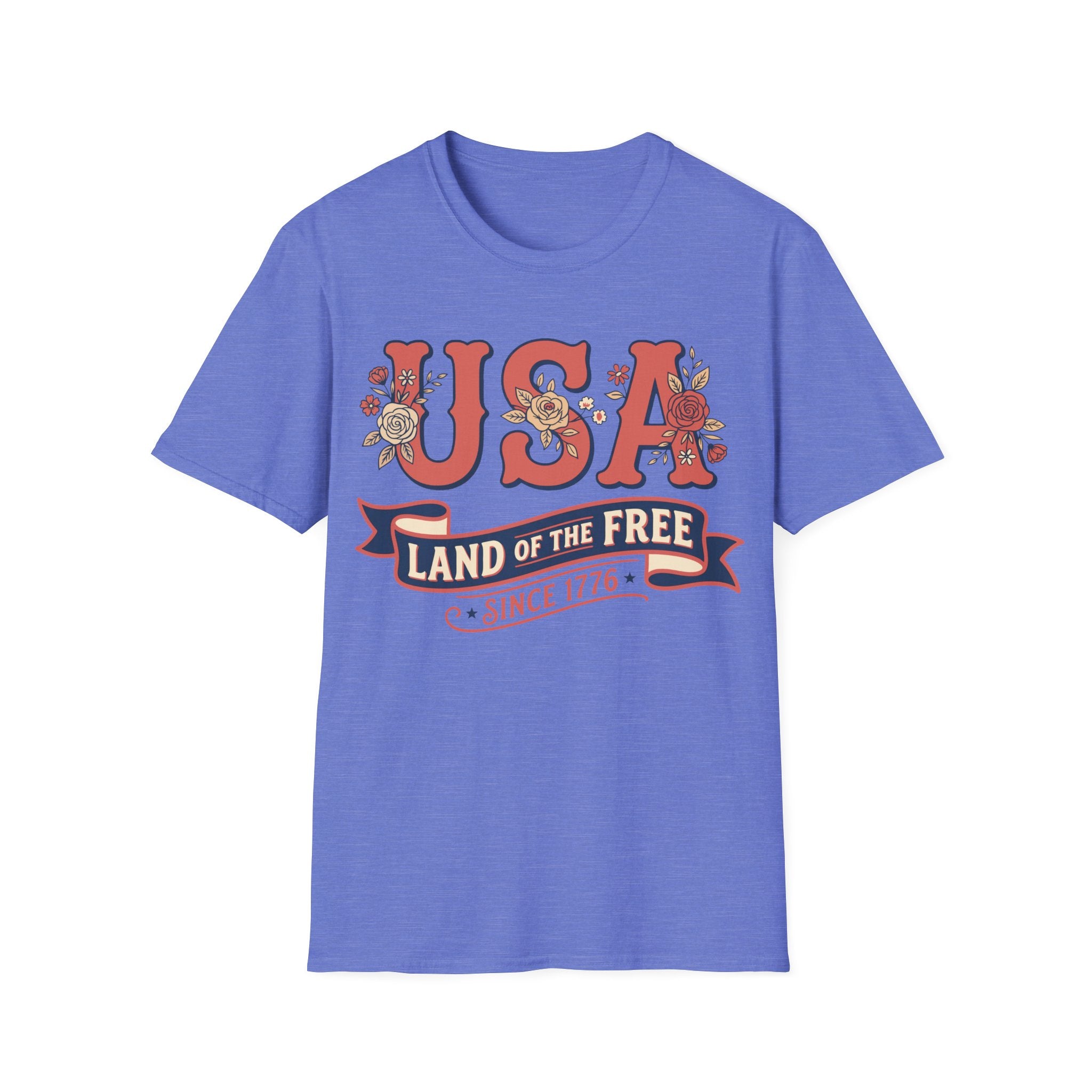 Retro Floral USA Land Of The Free T-Shirt