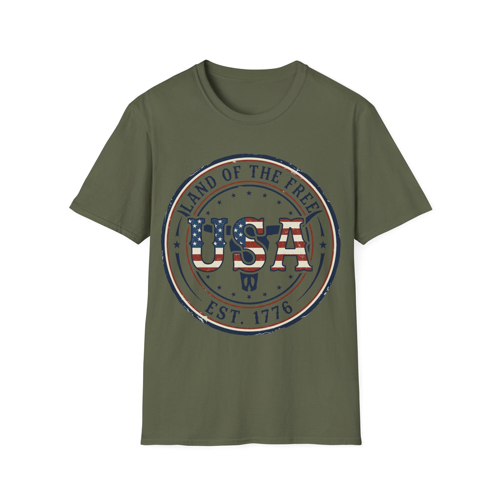 Western Longhorn Land Of The Free USA T-Shirt