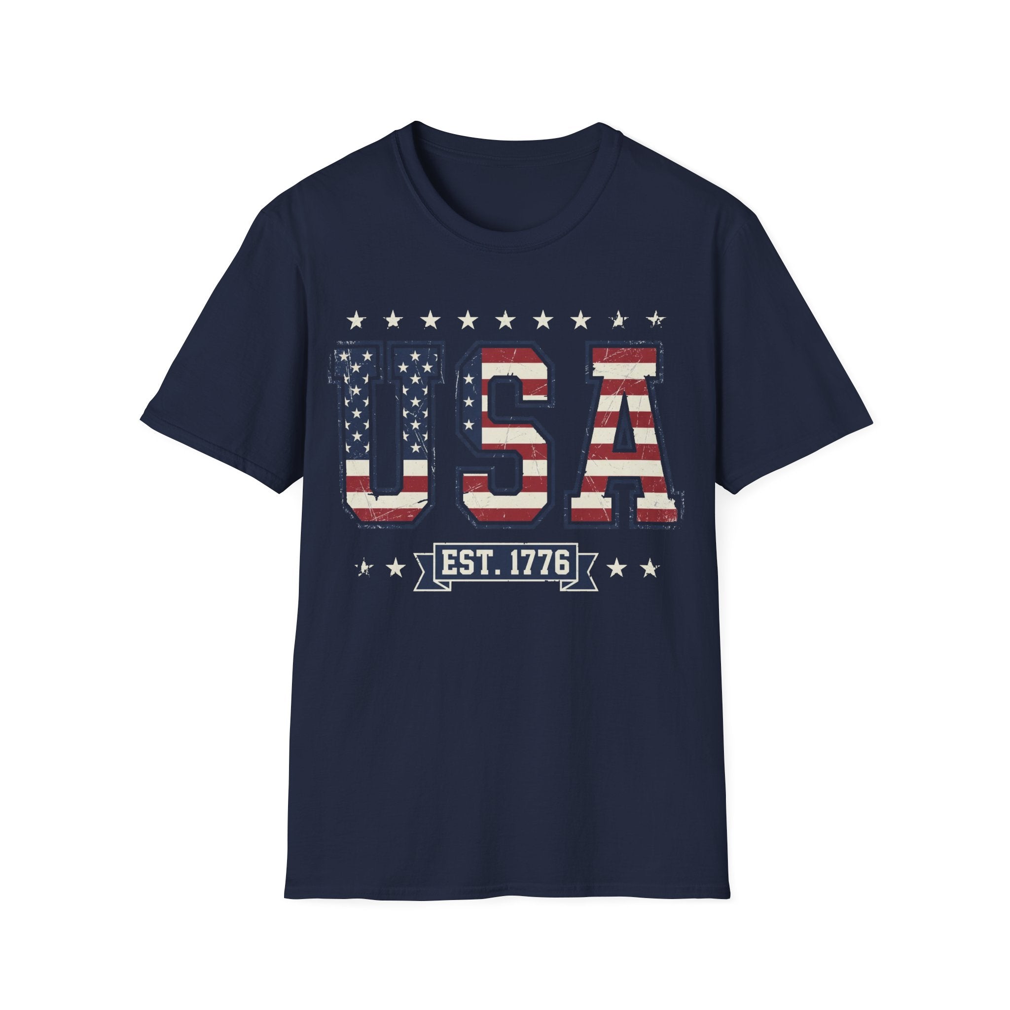 Vintage USA Varsity Est 1776 T-Shirt | Distressed Collegiate Patriotic Tee