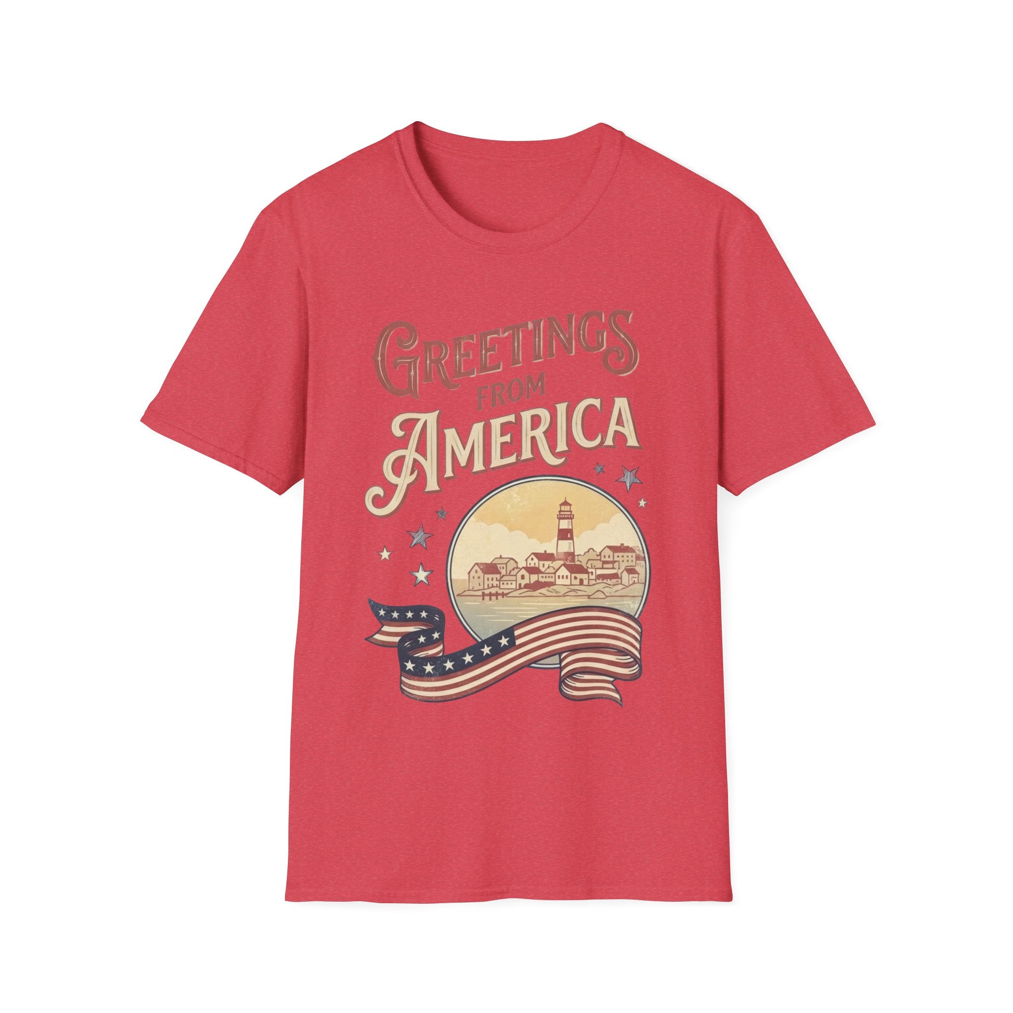 Greetings From America Vintage Postcard T-Shirt | Retro Coastal Americana