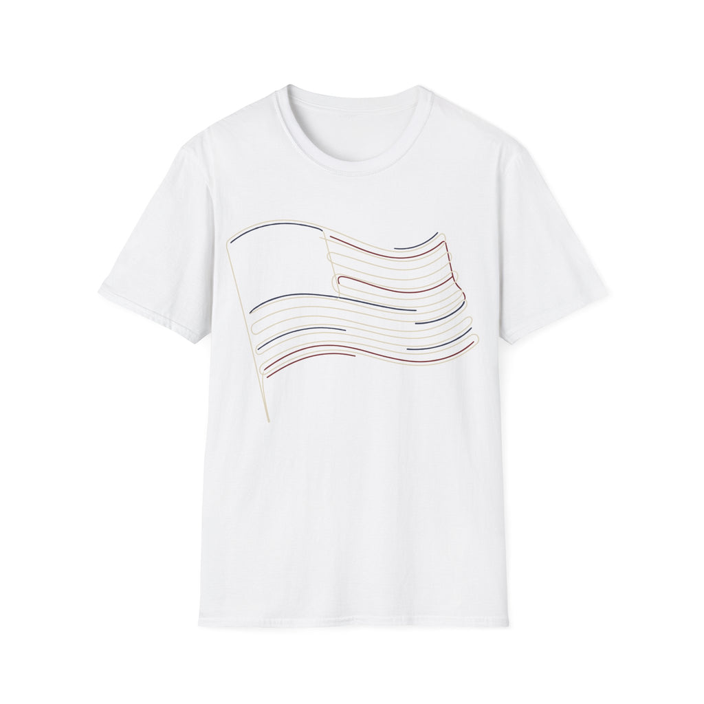 Minimalist Line Art American Flag T-Shirt | Subtle Patriotic Tee