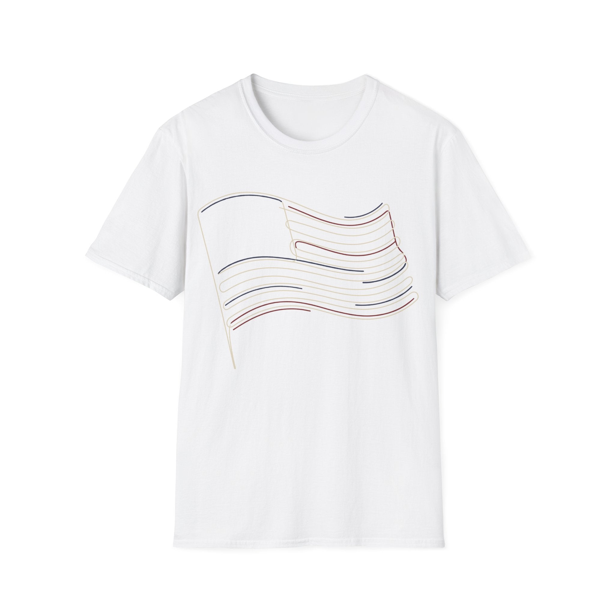 Minimalist Line Art American Flag T-Shirt | Subtle Patriotic Tee
