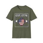 8-Bit Est. 1776 Patriotic T-Shirt | Retro Gamer American Flag Shield Tee