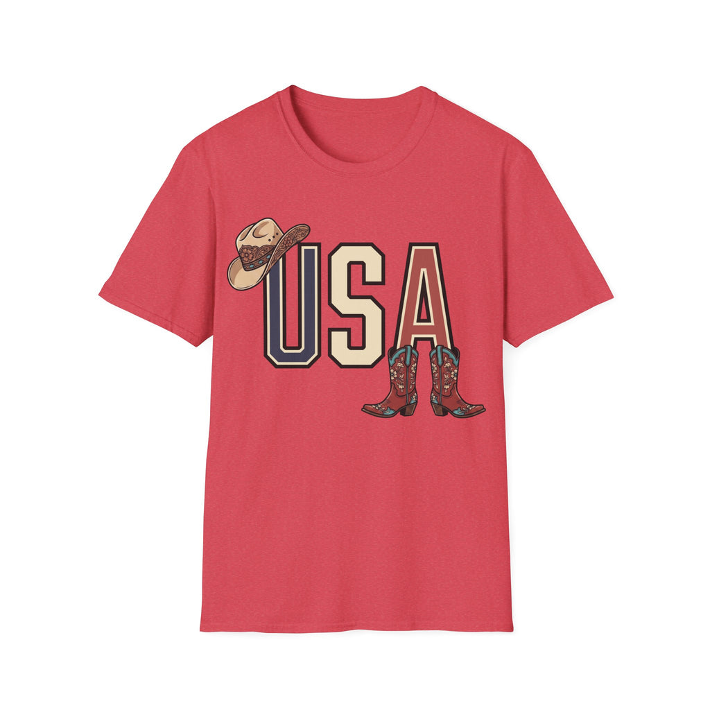 Floral Cowgirl Boots And Hat USA T-Shirt