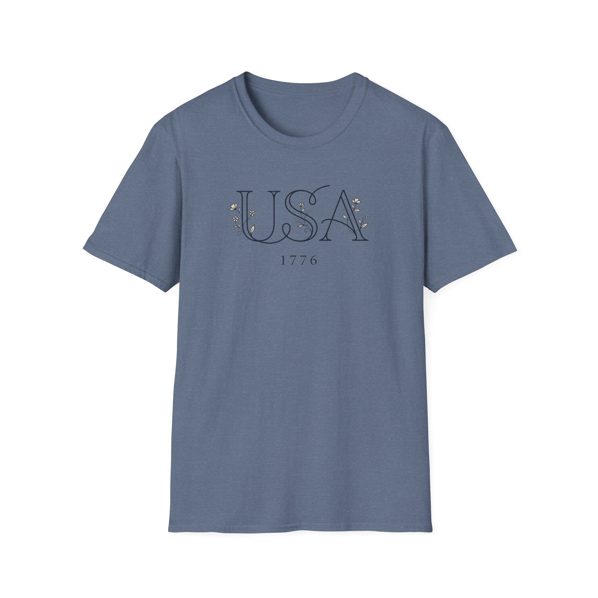 Elegant Minimalist USA 1776 T-Shirt | Subtle Floral Patriotic Tee