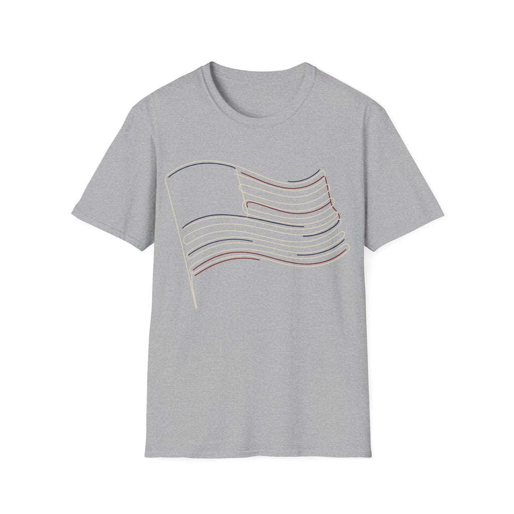 Minimalist Line Art American Flag T-Shirt | Subtle Patriotic Tee